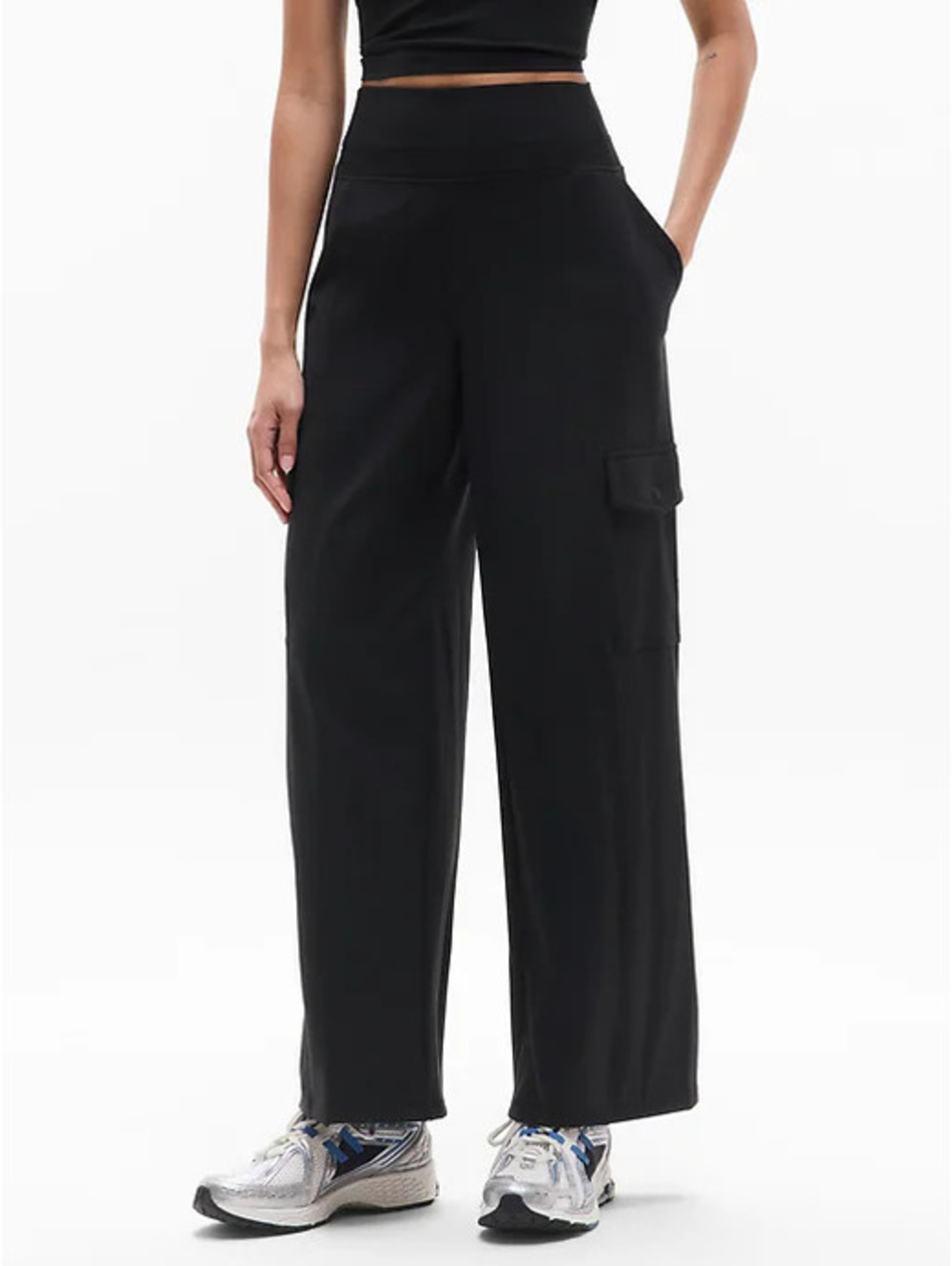 Athleta Venice High Rise Wide Leg Cargo Pants Black Size XL Wide-Leg Utility - Picture 1 of 5
